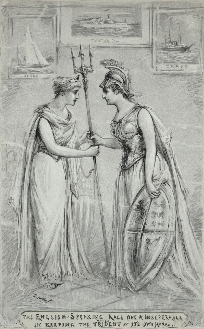 The English-Speaking Race One and Inseparable Unite in Keeping the Trident in It’s Own Hands av Thomas Nast