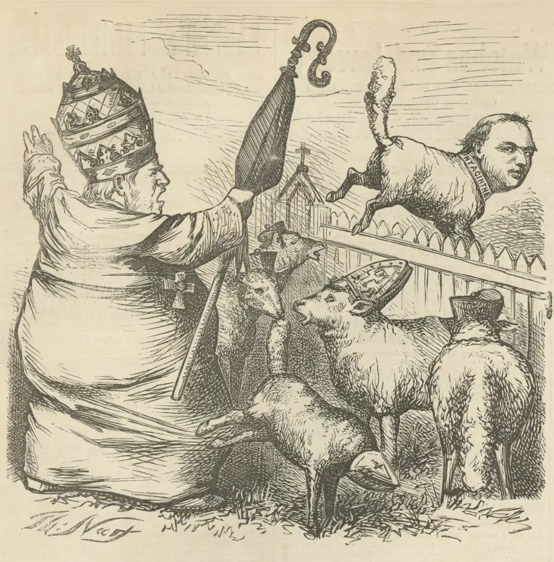The flower of the flock leaving the fold av Thomas Nast