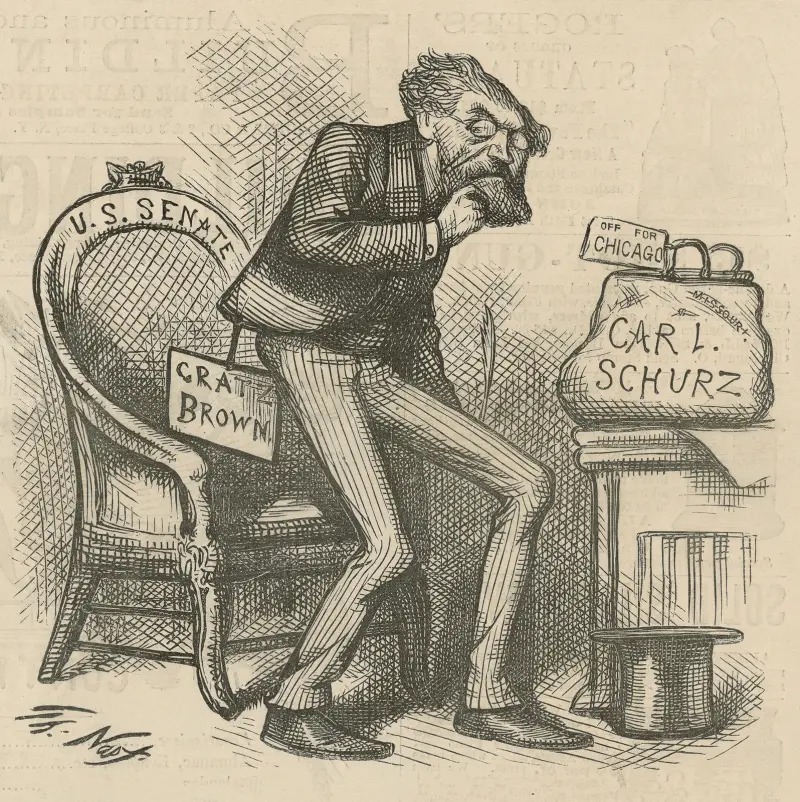 The Missouri papers say that (ex) Gratz Brown’s objective point is understood to be –. av Thomas Nast