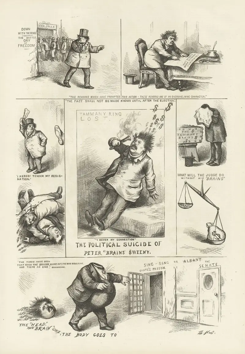 Den politiska självmorden av Peter 'Brains' Sweeny av Thomas Nast