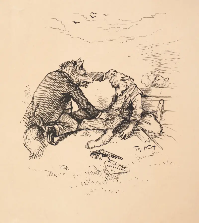 Vargen och lammet – fabel av Thomas Nast