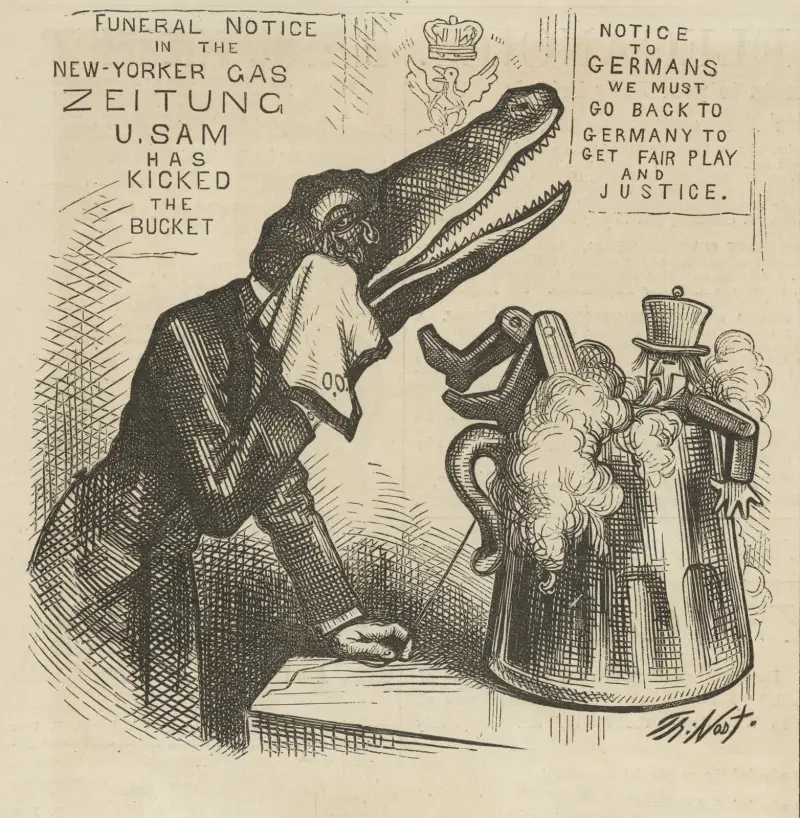 Uncle Sam put in his ‘bier’ av Thomas Nast