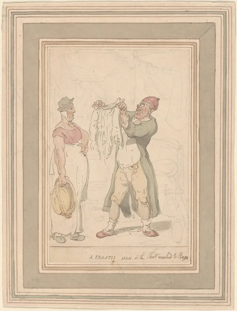 En förvirrad man eller skjortan tvättad till trasor av Thomas Rowlandson