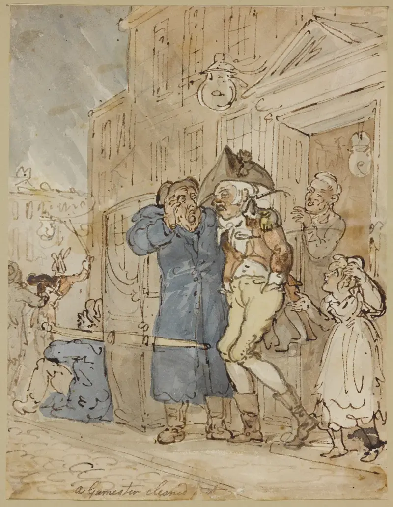 En spelare avklädd av Thomas Rowlandson