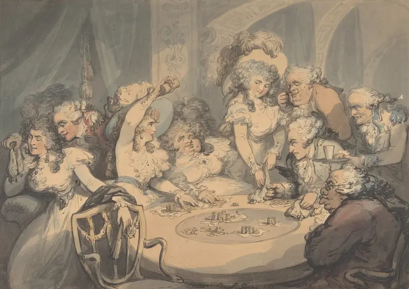 Ein Spieltisch in Devonshire House von Thomas Rowlandson