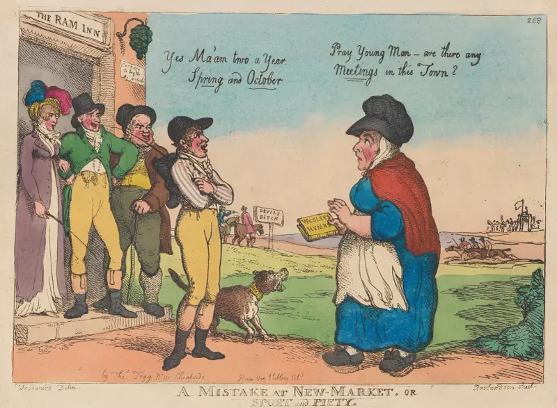 A mistake at New Market. Or sport and piety av Thomas Rowlandson