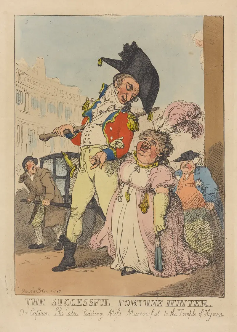 En lyckosam lycksökare, eller kapten Shelalee som leder fröken Marrowfat till Hymens tempel av Thomas Rowlandson