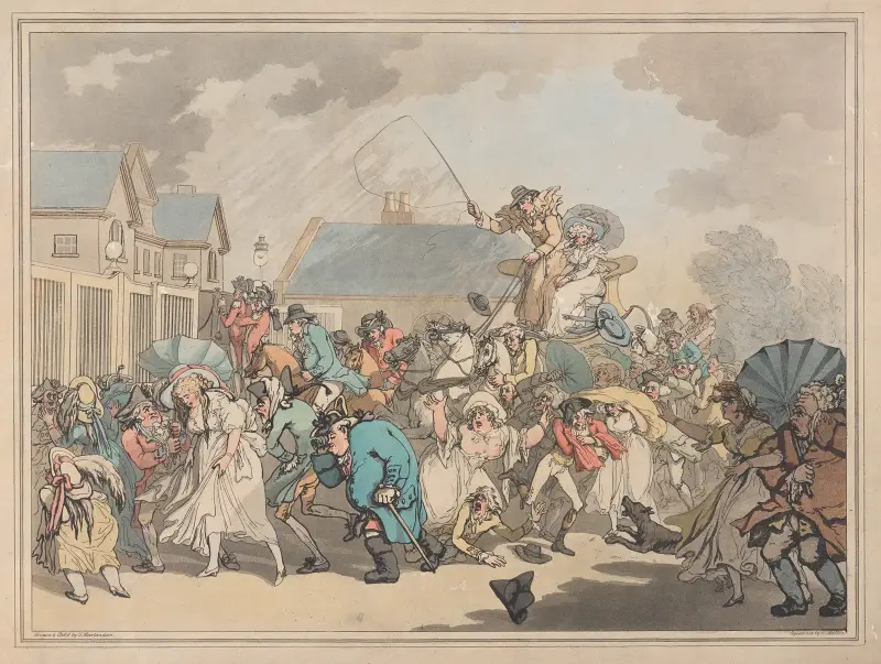 En plötslig vindstöt i Hyde Park av Thomas Rowlandson