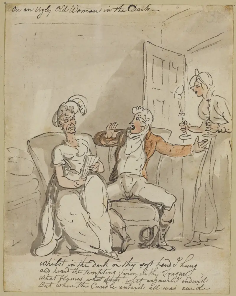 En ful gammal kvinna i mörkret av Thomas Rowlandson