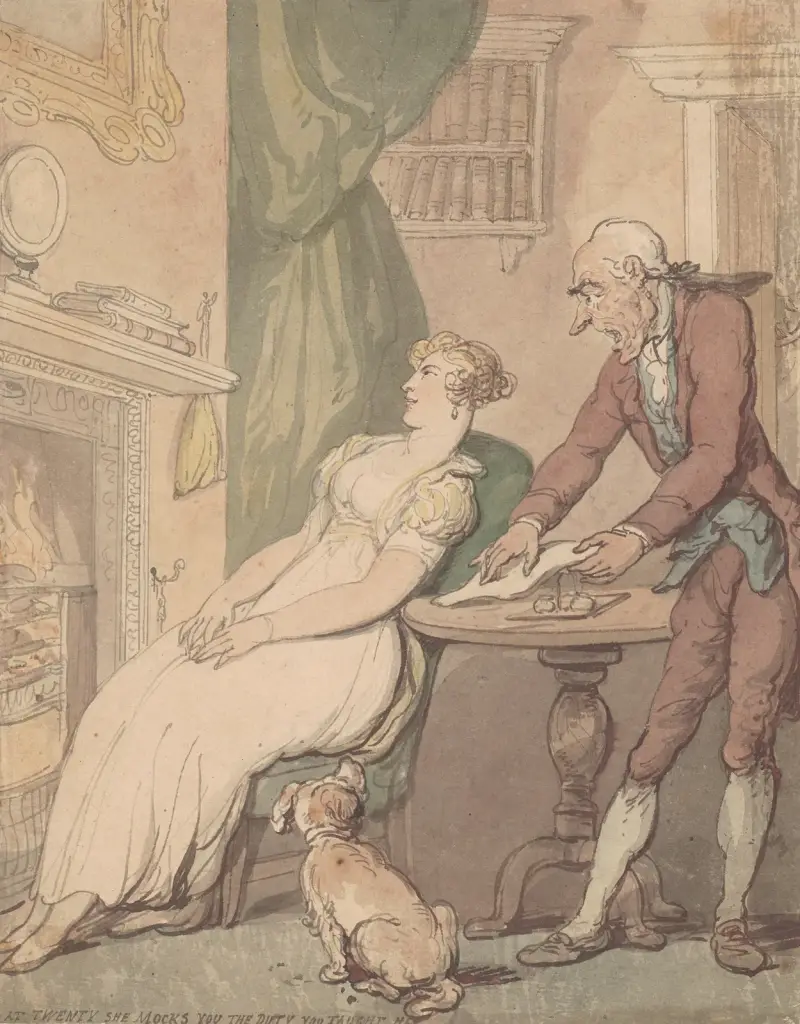 Mit zwanzig verspottet sie die Pflicht, die du sie lehrtest von Thomas Rowlandson