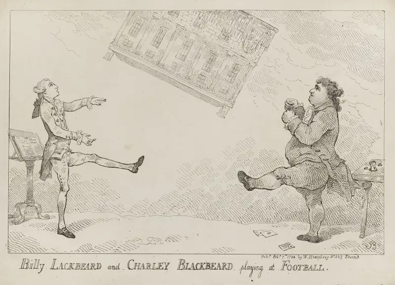 Billy Lackbeard and Charley Blackbeard playing at football av Thomas Rowlandson