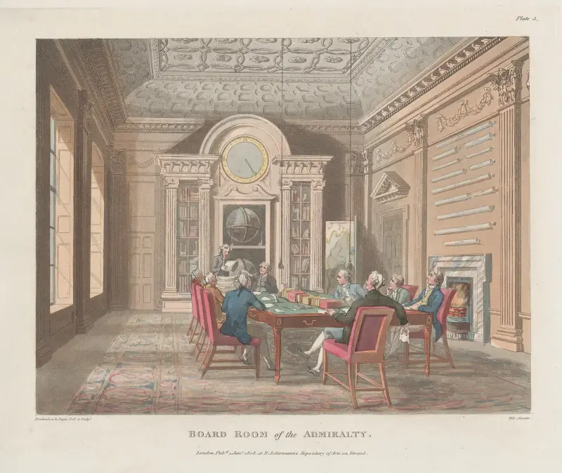 Amiralitetsrådets sammanträdesrum av Thomas Rowlandson
