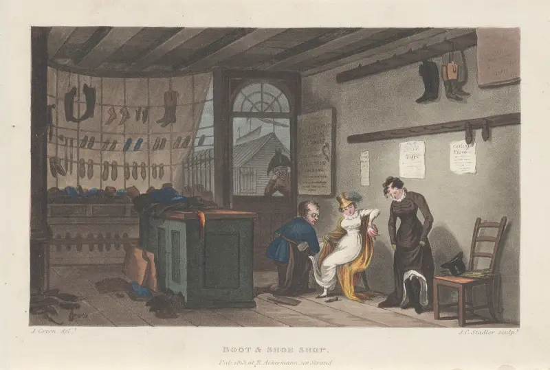 Boot & Shoe Shop av Thomas Rowlandson