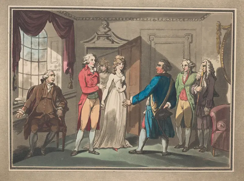 Captain Bowling introduced to Narcissa av Thomas Rowlandson