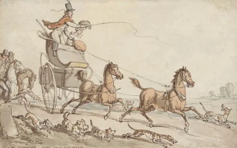 Kapten Slösa, elegant i sin mundering av Thomas Rowlandson