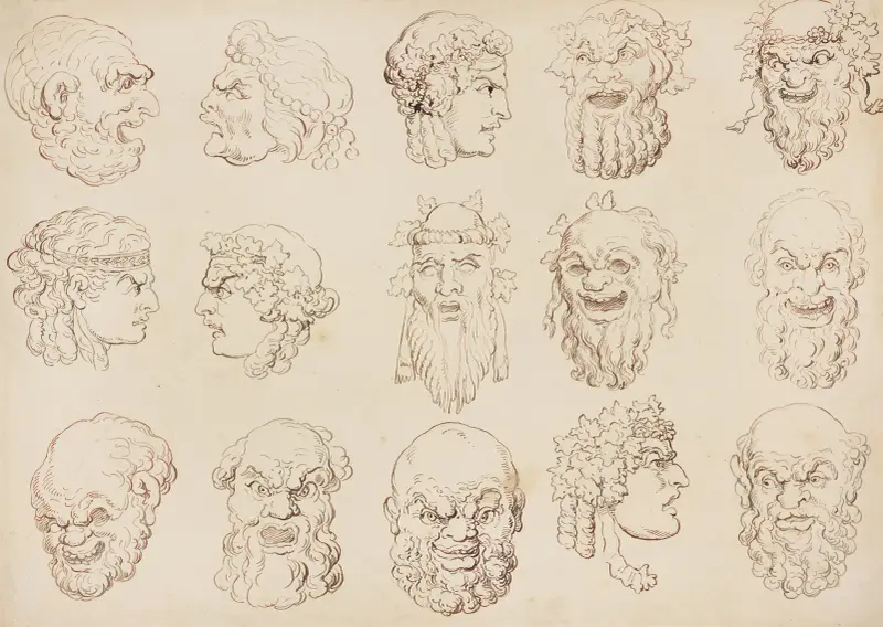 Karikatyder av femton huvuden av Thomas Rowlandson