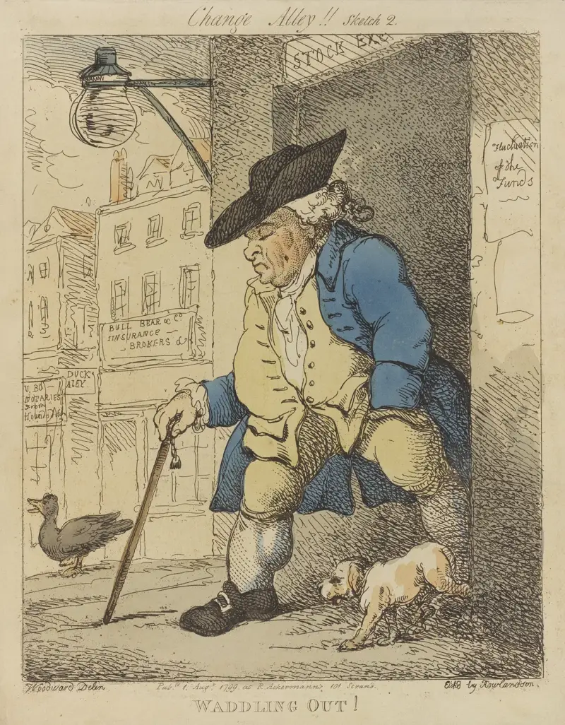 Change Alley!! Sketch 2. Waddling out!. av Thomas Rowlandson