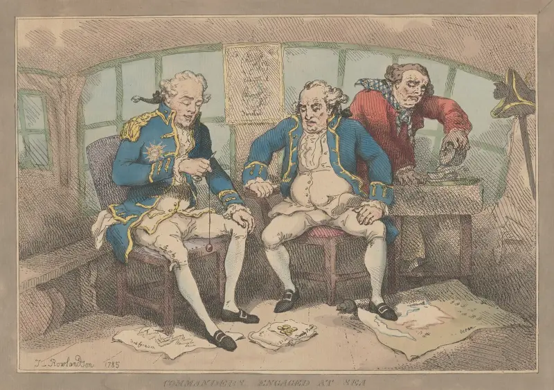 Commanders engaged at sea, Thomas Rowlandson