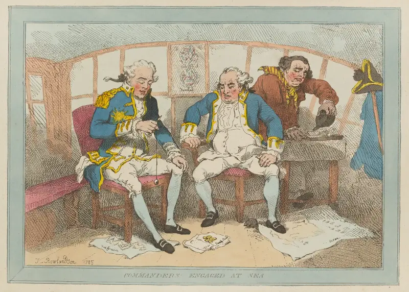 Commanders engaged at sea av Thomas Rowlandson