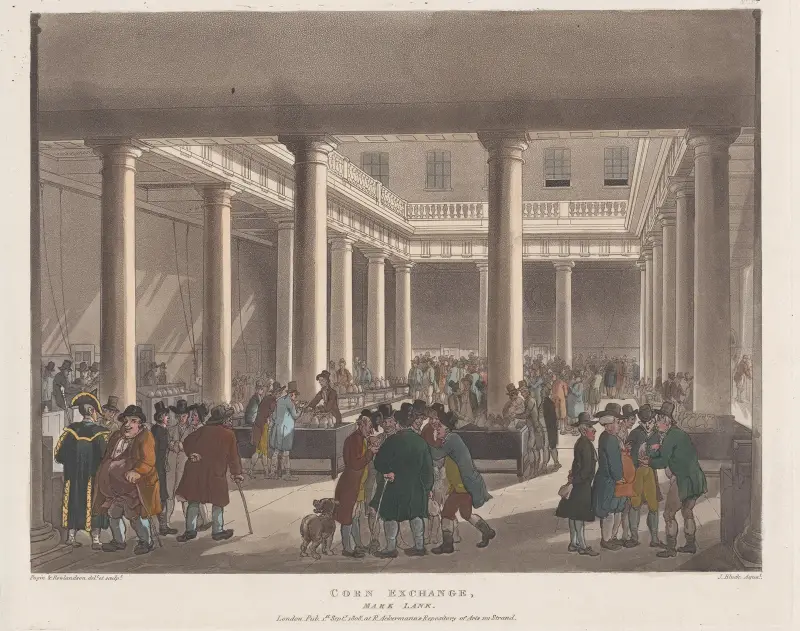 Corn Exchange, Mark Lane av Thomas Rowlandson