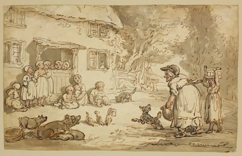 Stugan full av barn av Thomas Rowlandson