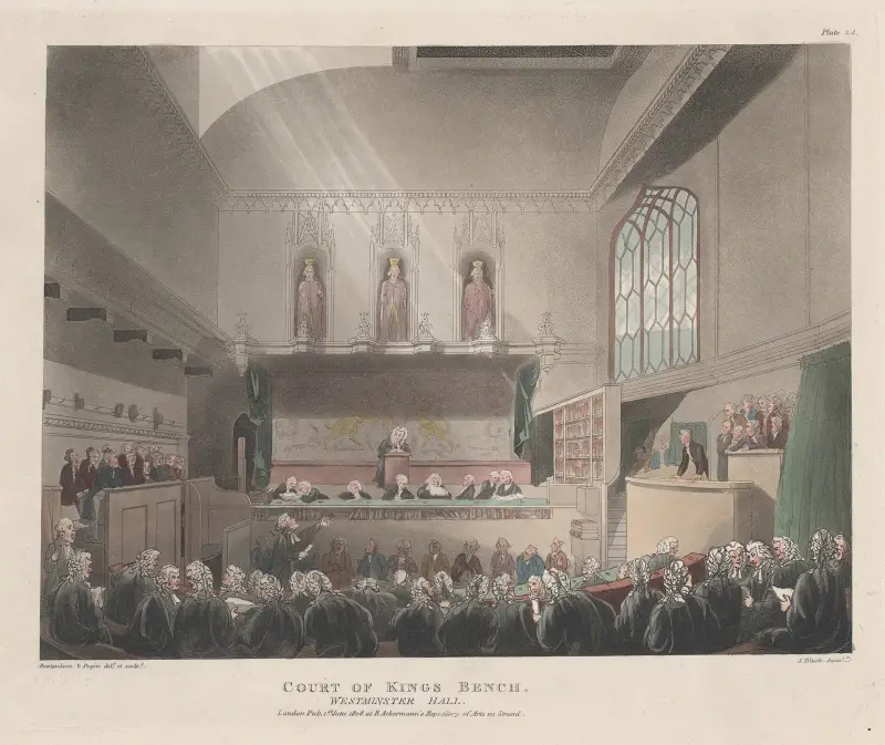 Kungabänkens domstol, Westminster Hall av Thomas Rowlandson
