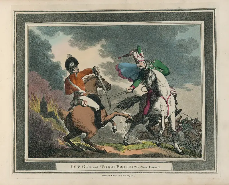 Cut One, and Thigh Protect, New Guard av Thomas Rowlandson