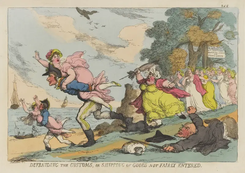 Att lura tullen, eller frakt av varor som inte är korrekt deklarerade av Thomas Rowlandson