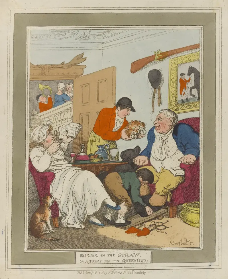 Diana in the straw. Or a treat for the Quornites av Thomas Rowlandson