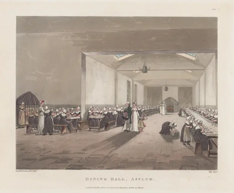 Speisesaal, Irrenanstalt von Thomas Rowlandson
