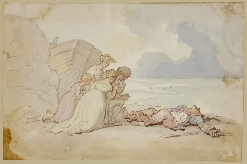 Upptäckten av den drunknade sjömannen av Thomas Rowlandson