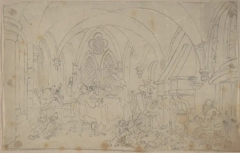Dr. Syntax och de pensionerade rävjägarna av Thomas Rowlandson