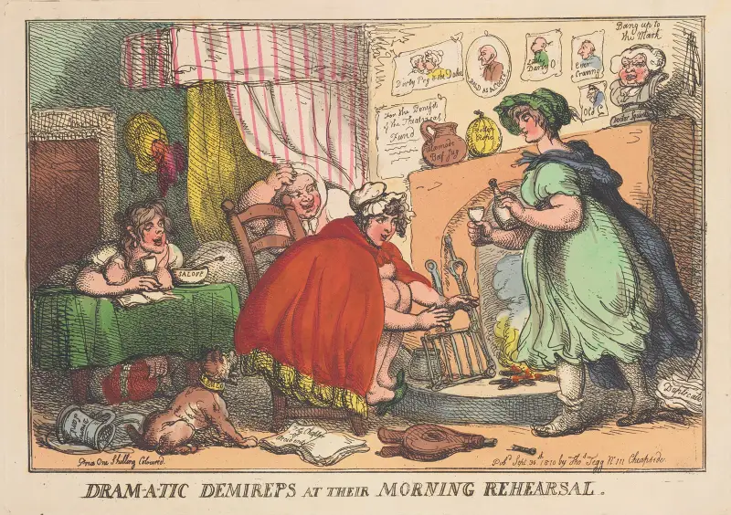 Dram-a-tic demireps at their morning rehearsal av Thomas Rowlandson
