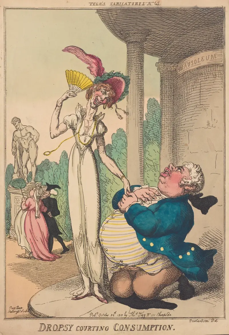 Dropsy courting Consumption av Thomas Rowlandson
