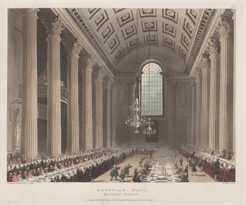 Egyptian Hall, Mansion House av Thomas Rowlandson