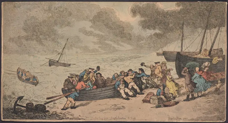 Avresa från Brighthelmstone till Dieppe av Thomas Rowlandson