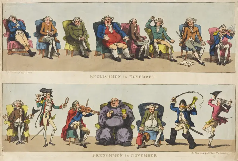 Engländer im November. Franzosen im November von Thomas Rowlandson