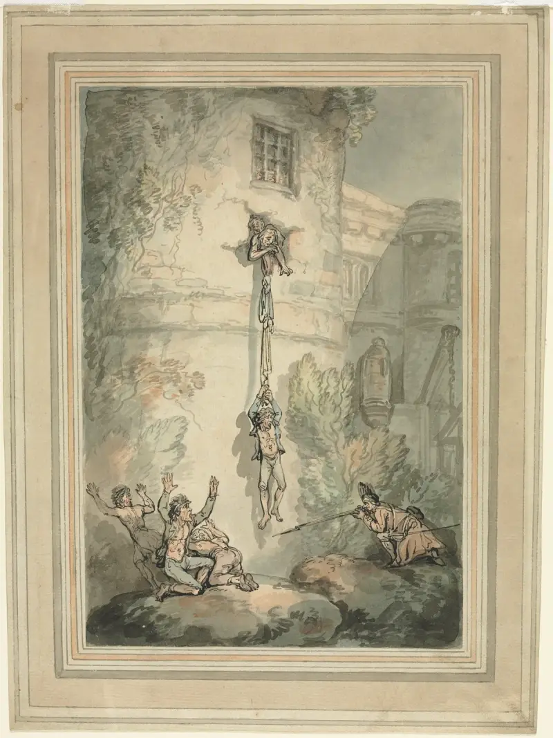Escape of French Prisoners av Thomas Rowlandson