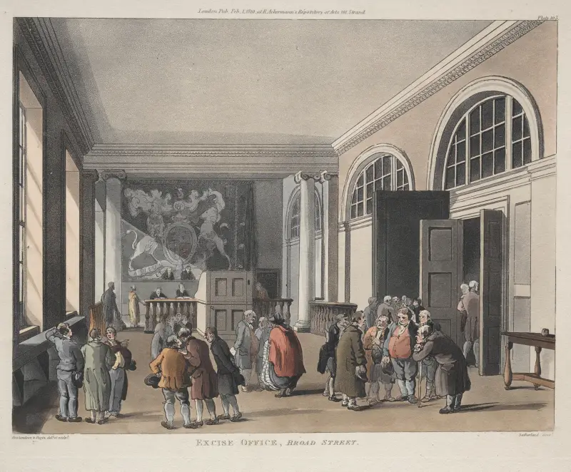 Urząd Akcyzowy, Broad Street, Thomas Rowlandson