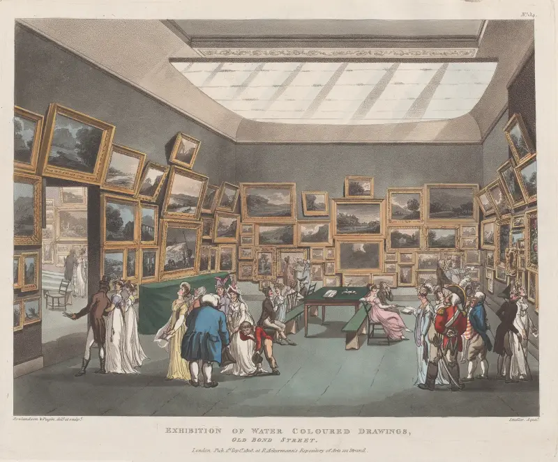 Exhibition of Water Coloured Drawings, Old Bond Street av Thomas Rowlandson