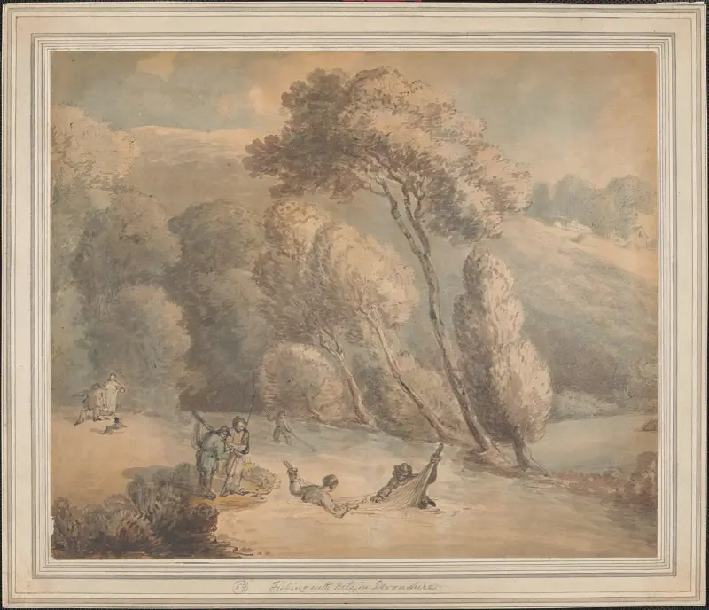 Fiske med nät i Devonshire av Thomas Rowlandson