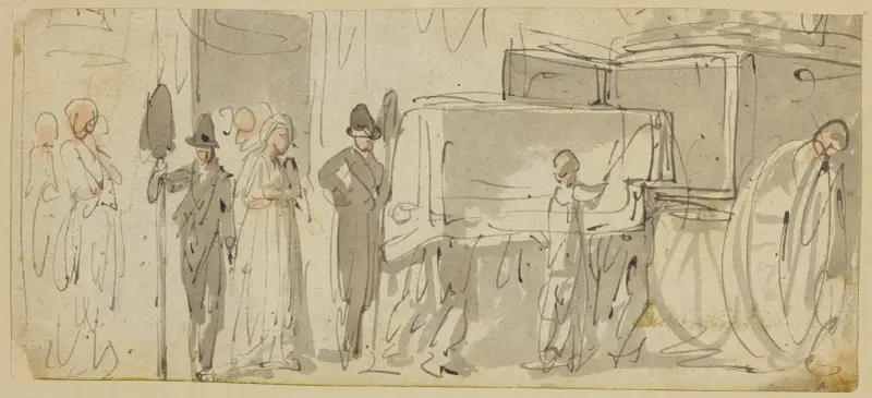 Likvagn som tar emot kista av Thomas Rowlandson