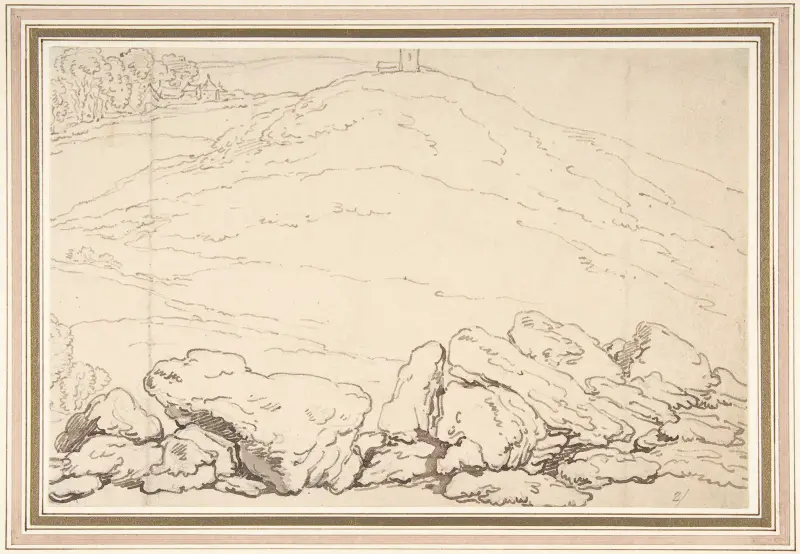 Kuperat landskap med klippor av Thomas Rowlandson