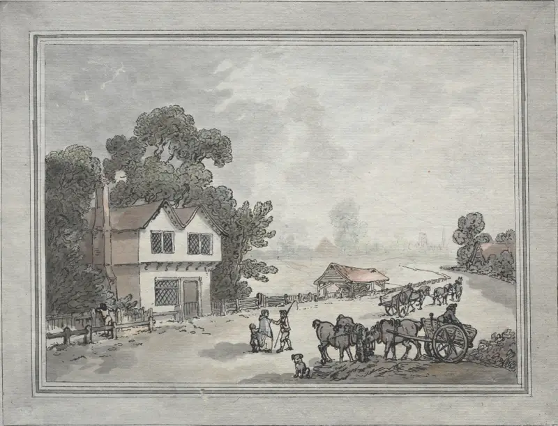 Hästar och kärror på en landsväg av Thomas Rowlandson