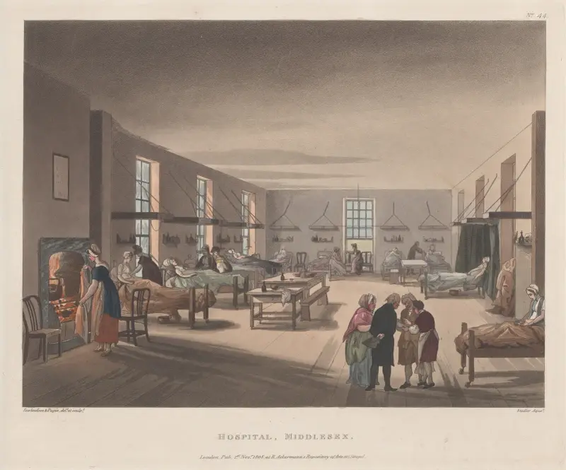 Hospital, Middlesex av Thomas Rowlandson
