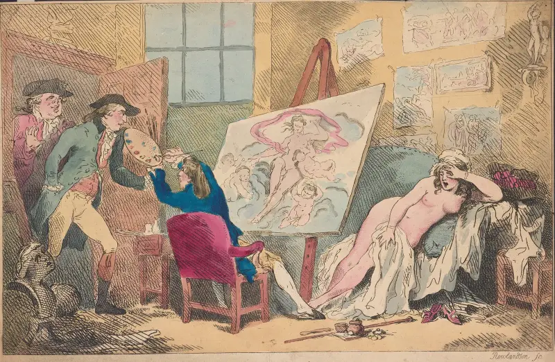 Intrång i studion eller den störde konstnären av Thomas Rowlandson