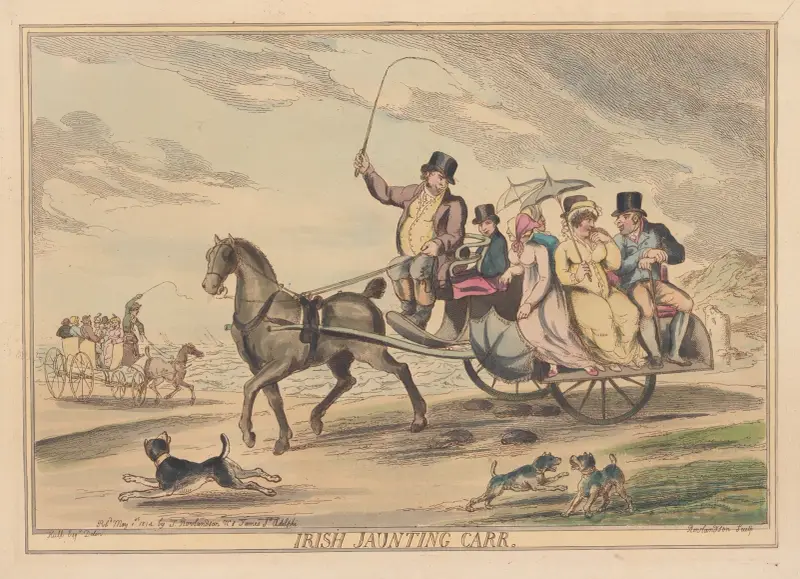 Irländsk jaunting car av Thomas Rowlandson