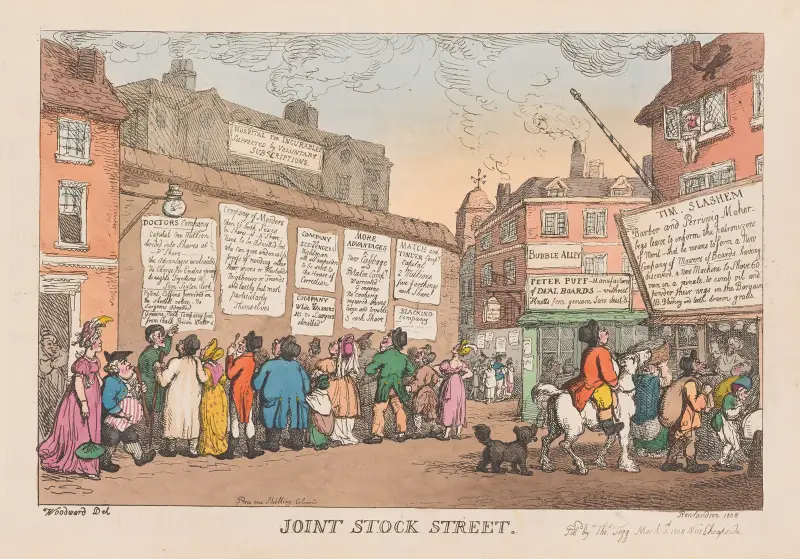 Joint stock street av Thomas Rowlandson