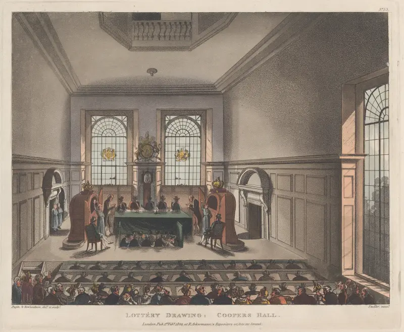 Lottery Drawing, Coopers Hall av Thomas Rowlandson