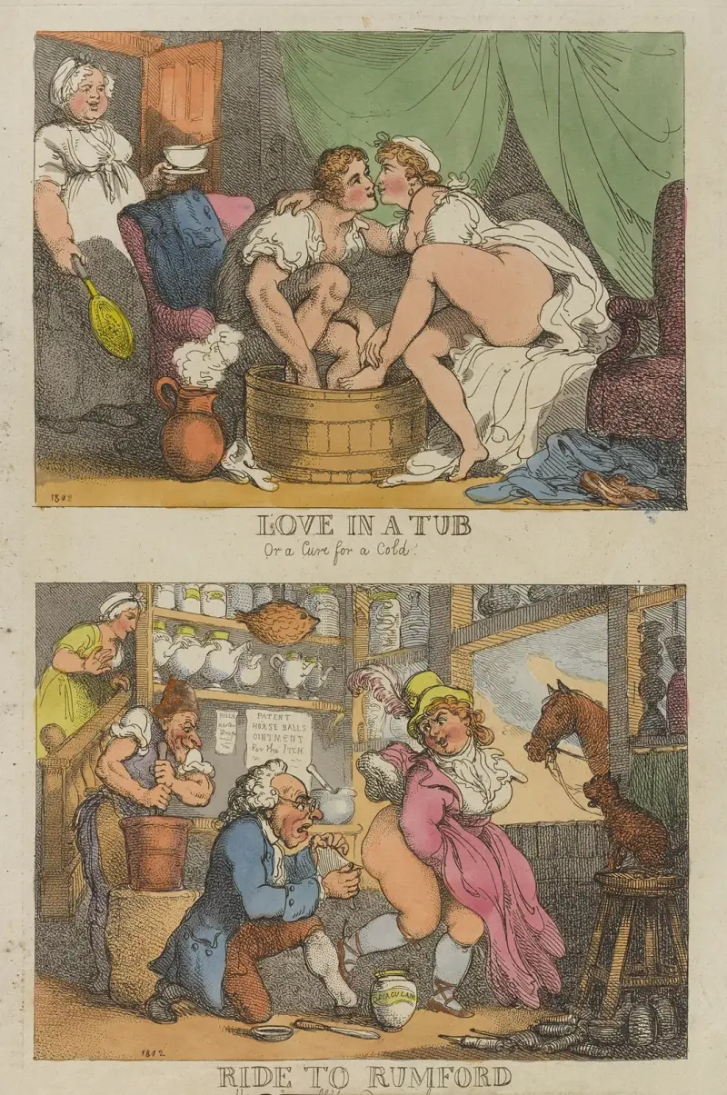 Kärlek i badkar eller bot mot förkylning. Färd till Rumford av Thomas Rowlandson